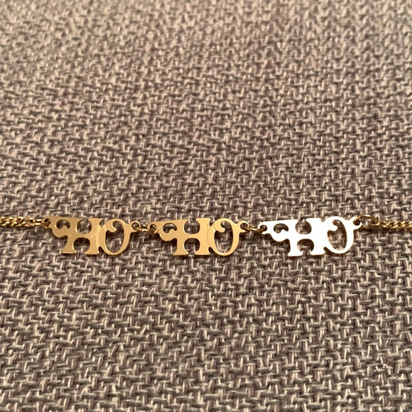 HO HO HO Gold Tone Bracelet Christmas Bracelet - Picture 2 of 4
